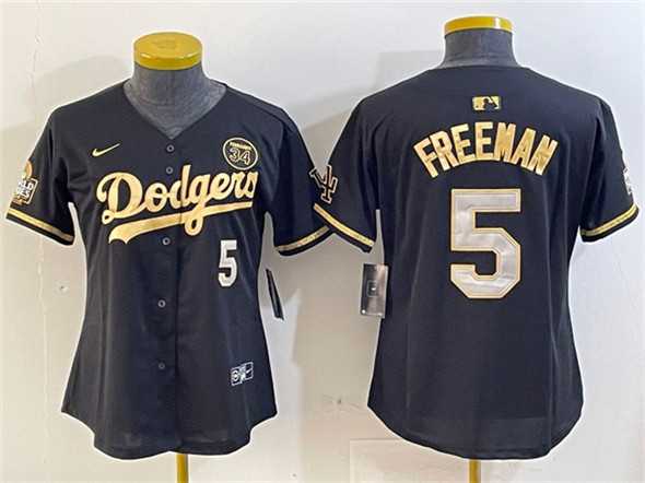 Women%27s Los Angeles Dodgers #5 Freddie Freeman Black Gold 2024 World Series With Fernando Patch Vapor Limited Stitched Jersey->mlb womens jerseys->MLB Jersey